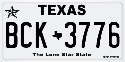 TX license plate BCK3776