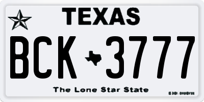 TX license plate BCK3777
