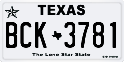 TX license plate BCK3781