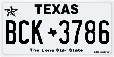TX license plate BCK3786
