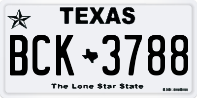 TX license plate BCK3788
