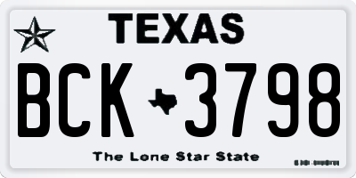 TX license plate BCK3798