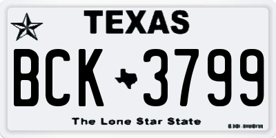 TX license plate BCK3799