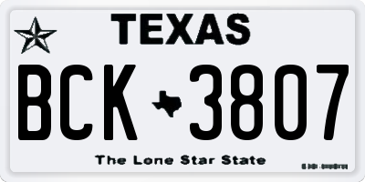 TX license plate BCK3807