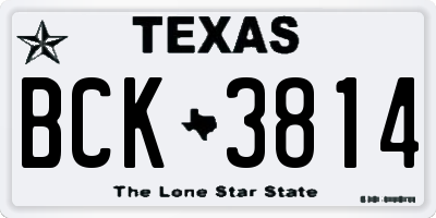 TX license plate BCK3814