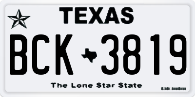 TX license plate BCK3819