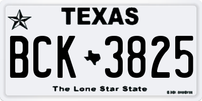 TX license plate BCK3825