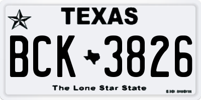 TX license plate BCK3826