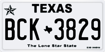 TX license plate BCK3829