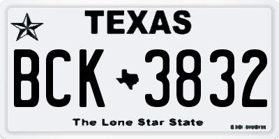TX license plate BCK3832