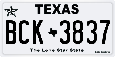 TX license plate BCK3837