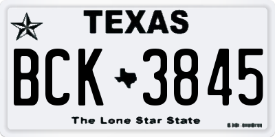TX license plate BCK3845