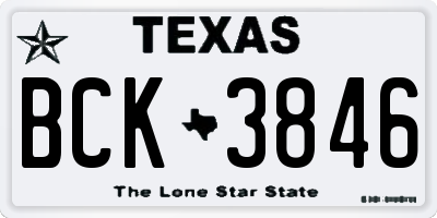 TX license plate BCK3846