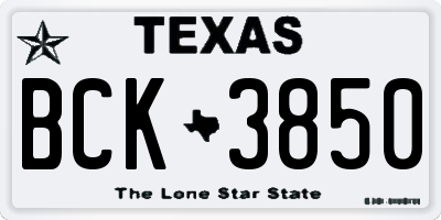 TX license plate BCK3850