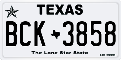 TX license plate BCK3858
