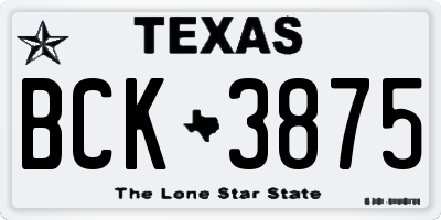 TX license plate BCK3875