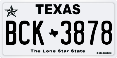 TX license plate BCK3878