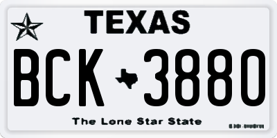 TX license plate BCK3880