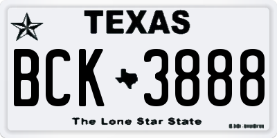 TX license plate BCK3888