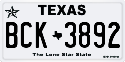 TX license plate BCK3892