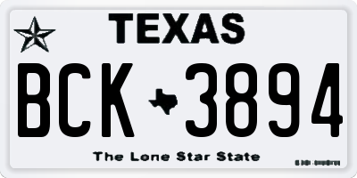 TX license plate BCK3894