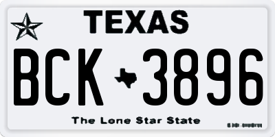 TX license plate BCK3896