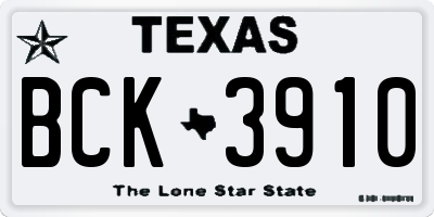 TX license plate BCK3910