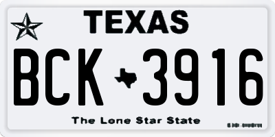 TX license plate BCK3916