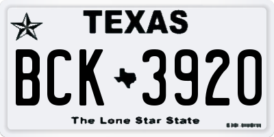TX license plate BCK3920