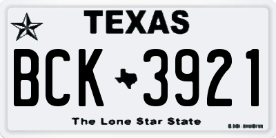 TX license plate BCK3921
