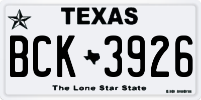 TX license plate BCK3926