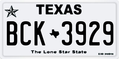 TX license plate BCK3929