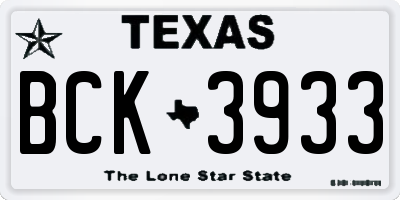 TX license plate BCK3933
