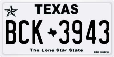 TX license plate BCK3943