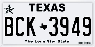 TX license plate BCK3949
