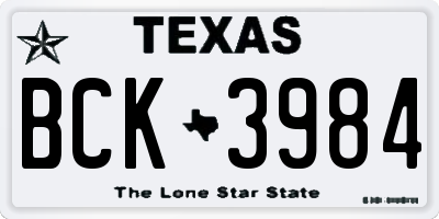 TX license plate BCK3984