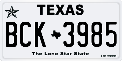 TX license plate BCK3985