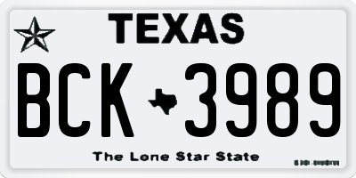 TX license plate BCK3989