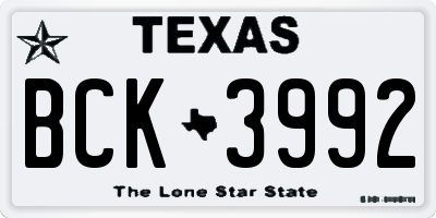 TX license plate BCK3992