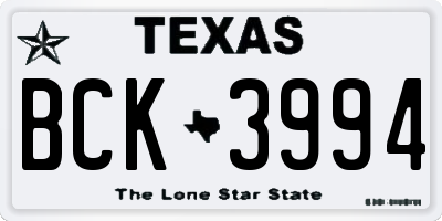 TX license plate BCK3994