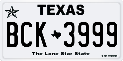 TX license plate BCK3999