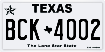 TX license plate BCK4002