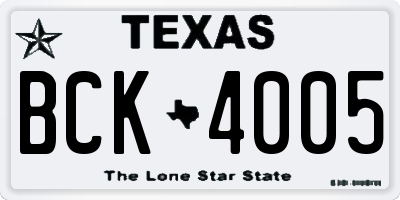 TX license plate BCK4005