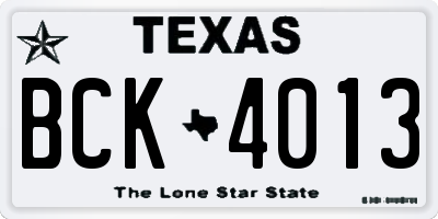 TX license plate BCK4013