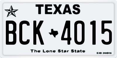 TX license plate BCK4015