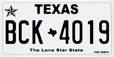TX license plate BCK4019