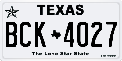 TX license plate BCK4027