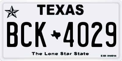 TX license plate BCK4029