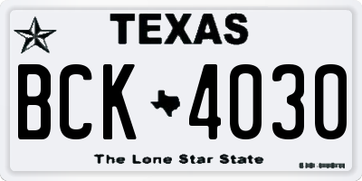TX license plate BCK4030