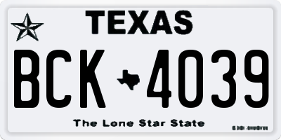 TX license plate BCK4039
